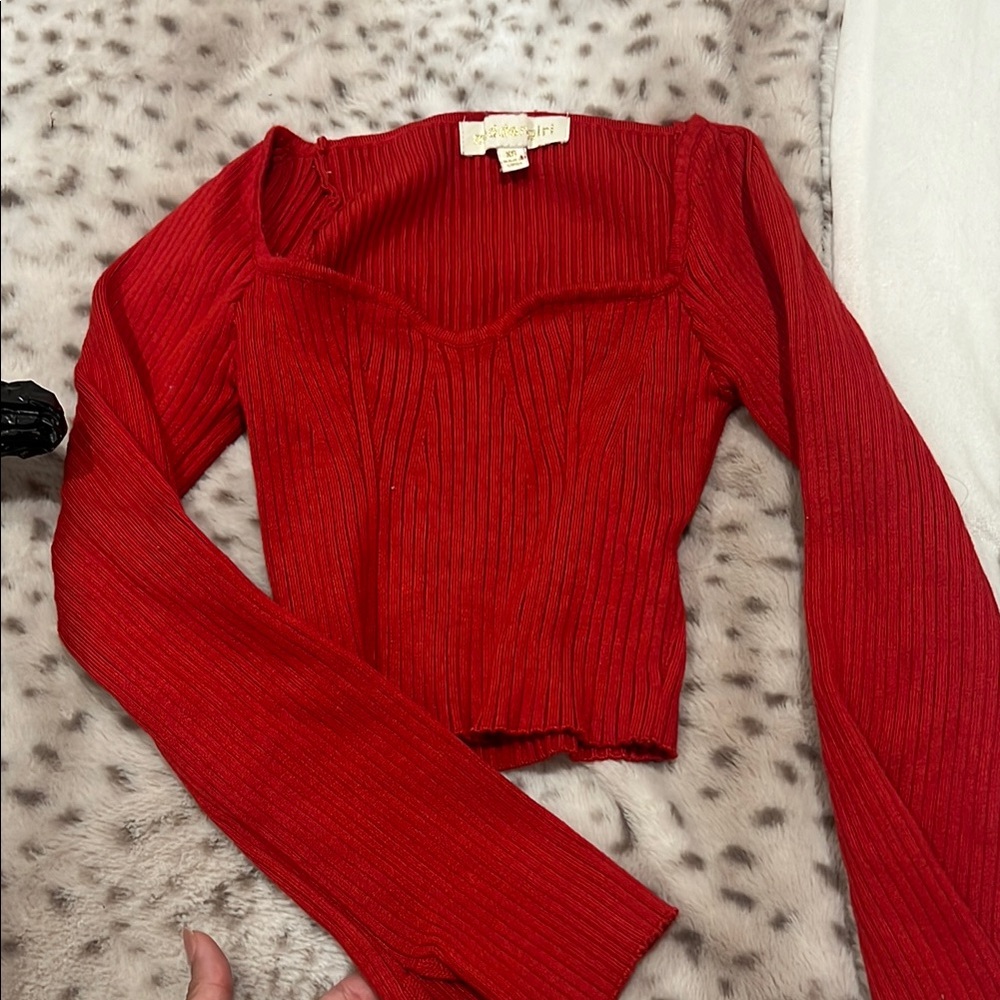 Madden Girl Vibrant Red Ribbed Top